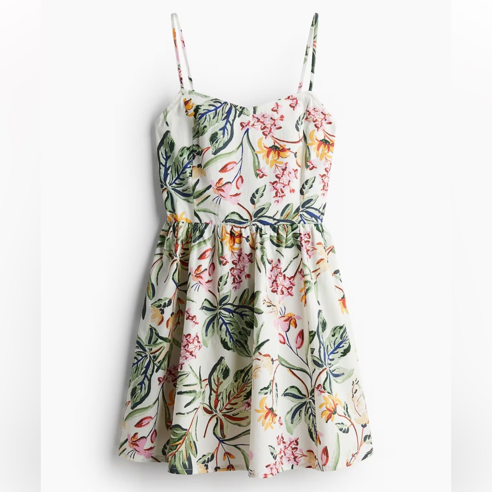 Cotton Dress with Flared Skirt